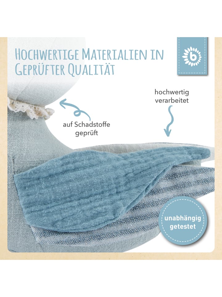 Bieco Spielwaren Kuscheltier aus Leinen & Musselin Ente - ab Geburt in Blau günstig kaufen onesize