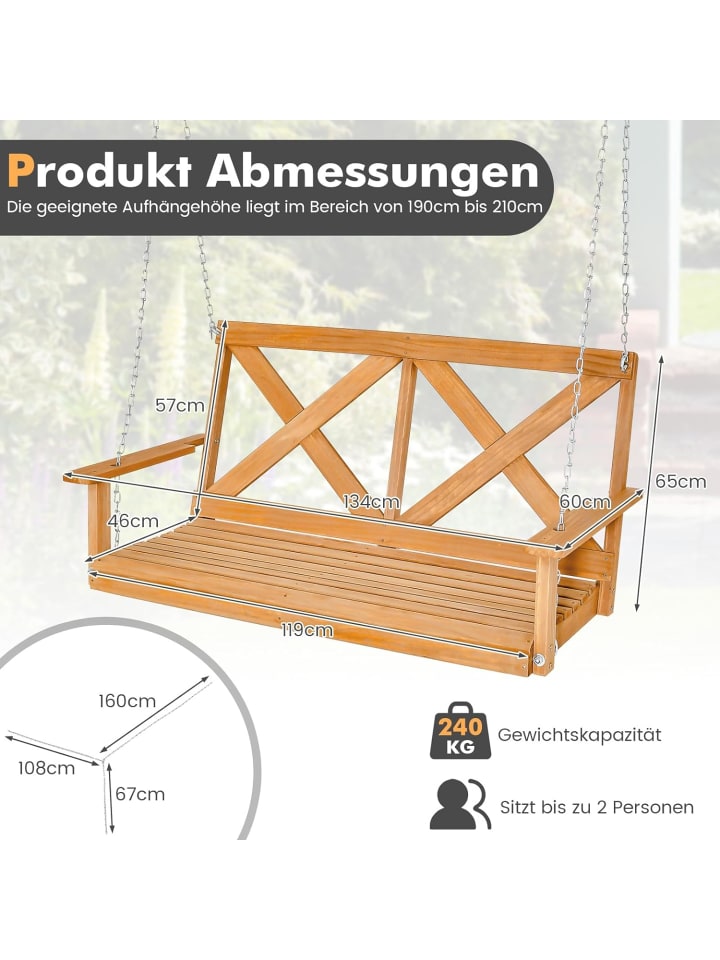 COSTWAY Hängebank 2-Sitzer in Beige günstig kaufen onesize