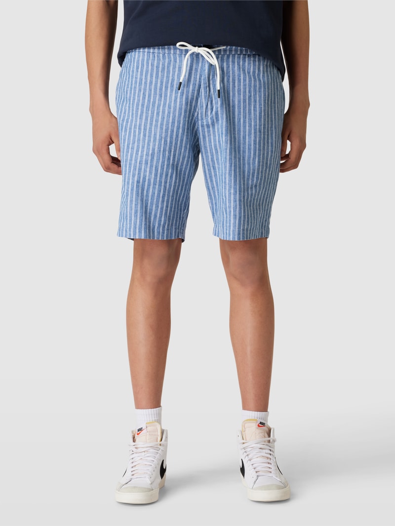 Regular Fit Bermudas mit Streifenmuster in blau