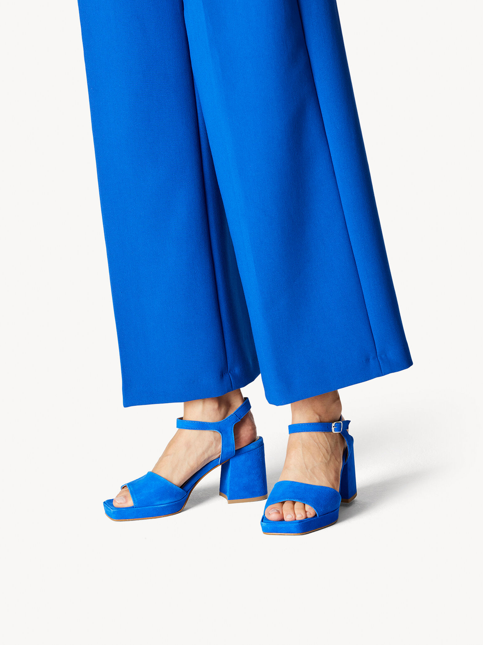 Sandale à talon en cuir - bleu