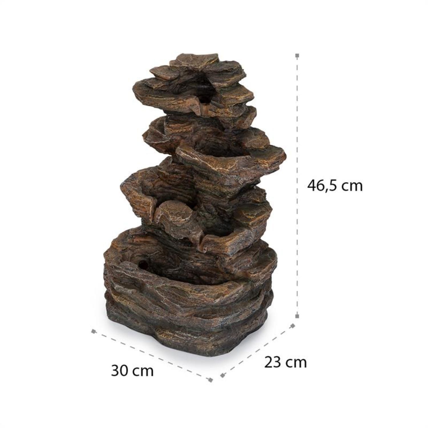 blumfeldt Wasserspiel Messina Kaskadenbrunnen Solarbrunnen, 30 cm Breite, (Set, Solarpanel;LED-Beleuchtung und Anschlussmaterial), spring zimmer zier brunnen led-beleuchtung terasse solar outdoor