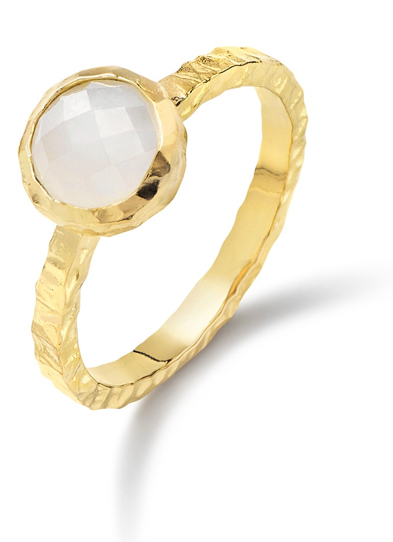 Anello placcato oro con pietra di luna Amalfi di Casa Jewelry