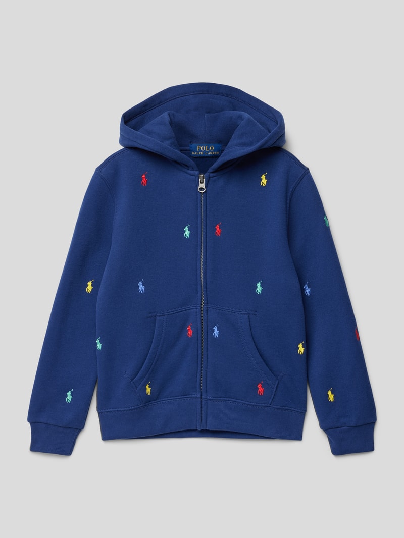 Sweatjacke mit Logo-Muster in marineblau
