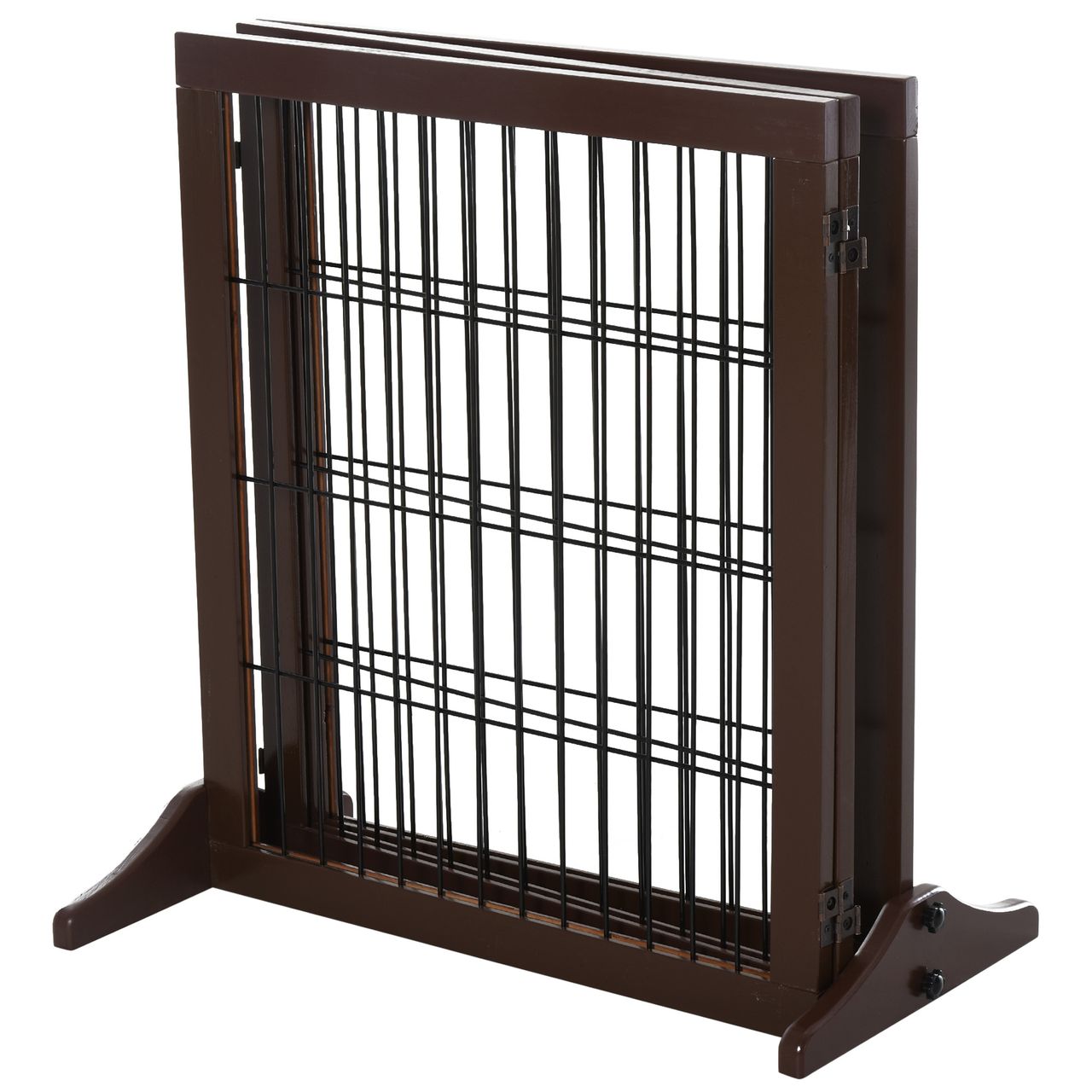 PawHut Absperrgitter für Hunde Schutzgitter Hundegitter Treppengitter Hundeabsperrgitter Türschutzgitter Kiefernholz Braun 185 x 36 x 71 cm