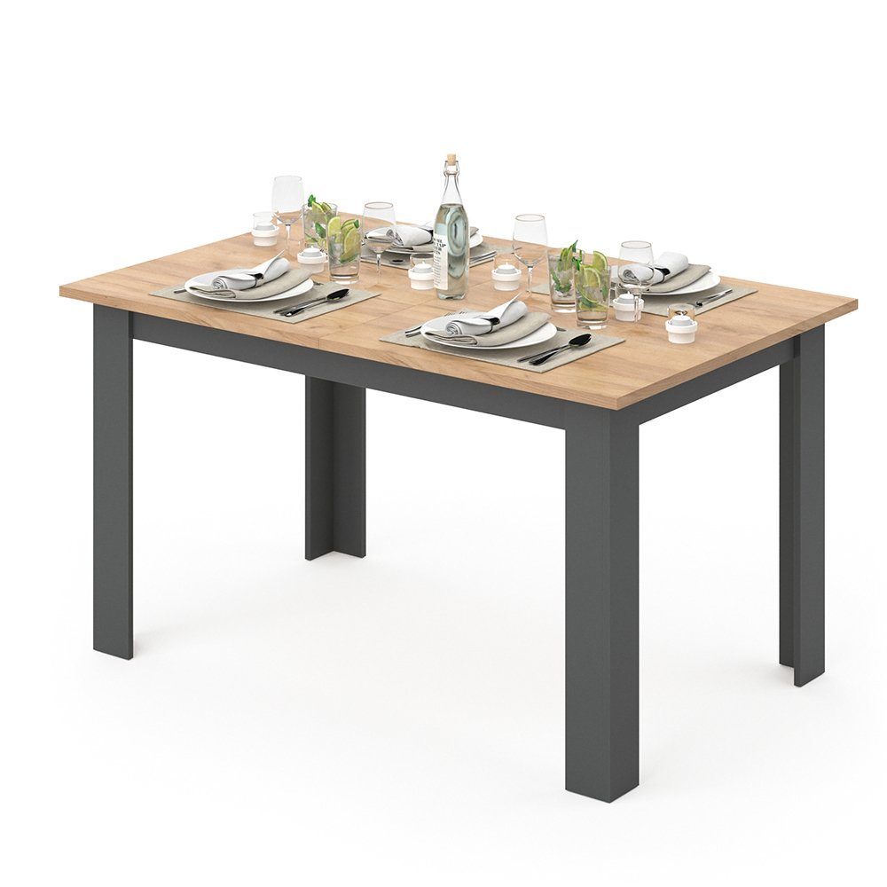 Vicco Esstisch Esszimmertisch Küchentisch KARLOS 140cm Anthrazit / Goldkraft