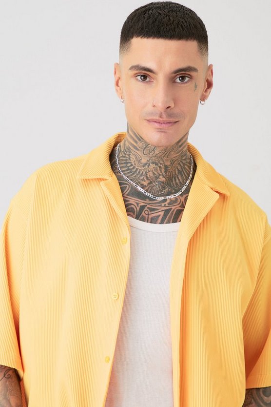 Tall Oversize Hemd & Shorts in Gelb
