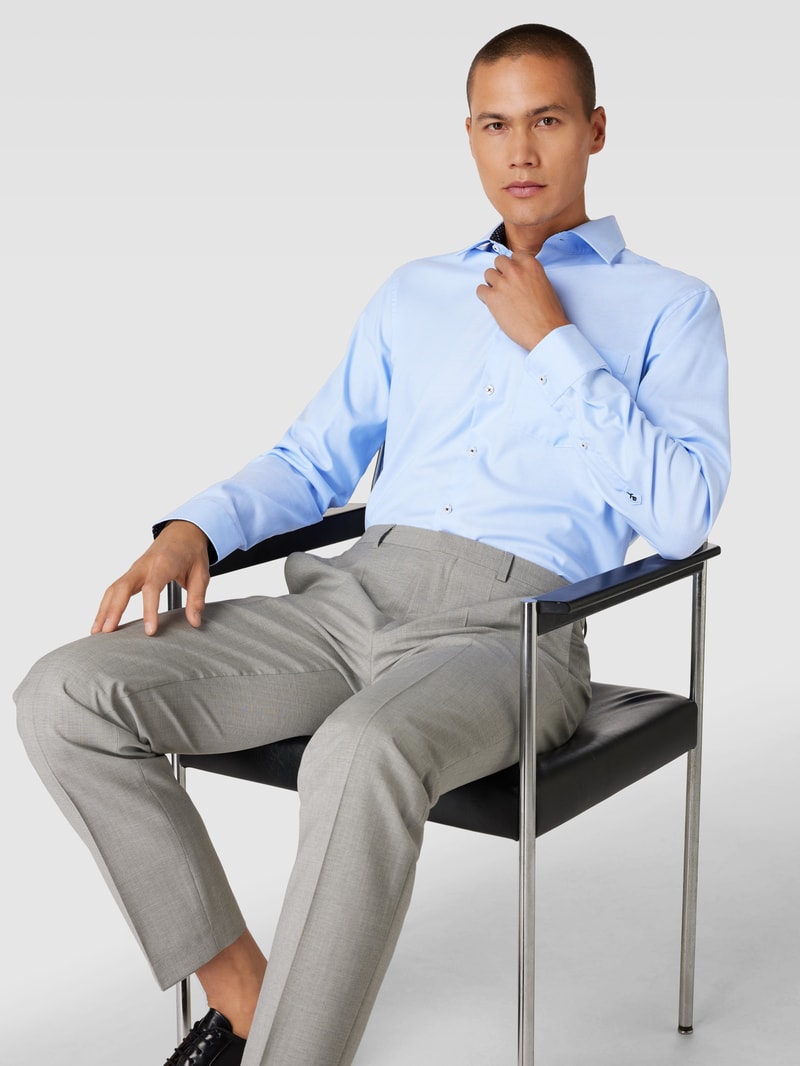 Regular Fit Business-Hemd mit Brusttasche in bleu