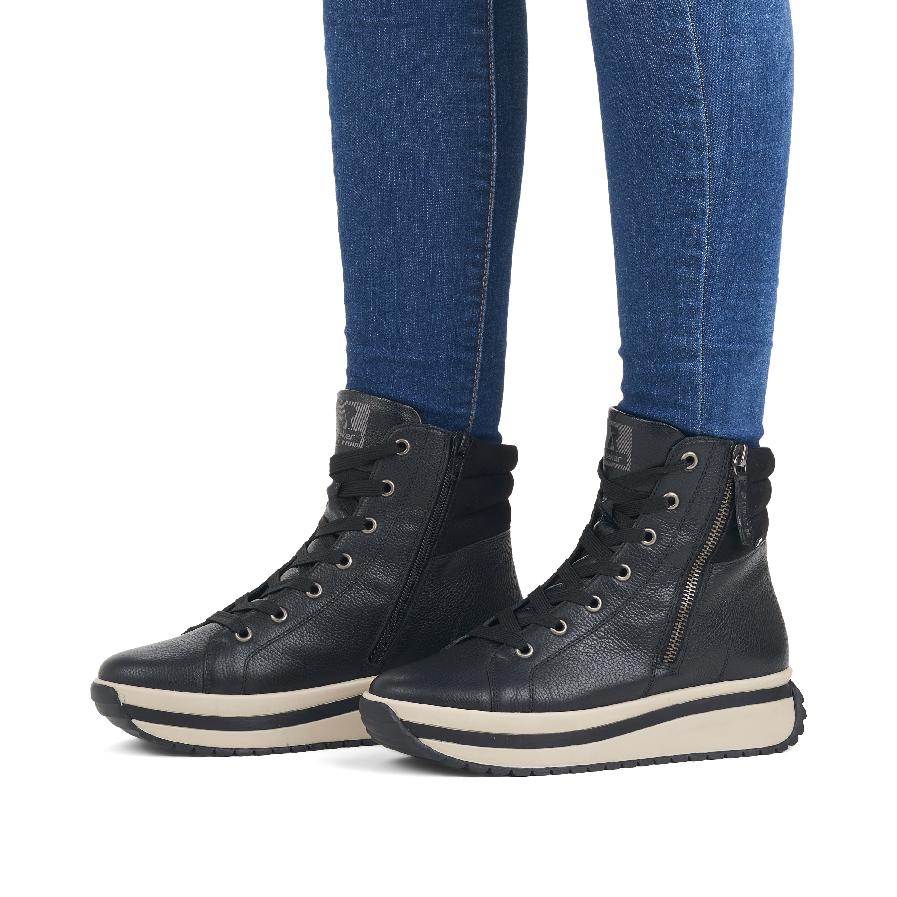 Rieker Damen Sneaker High steel black