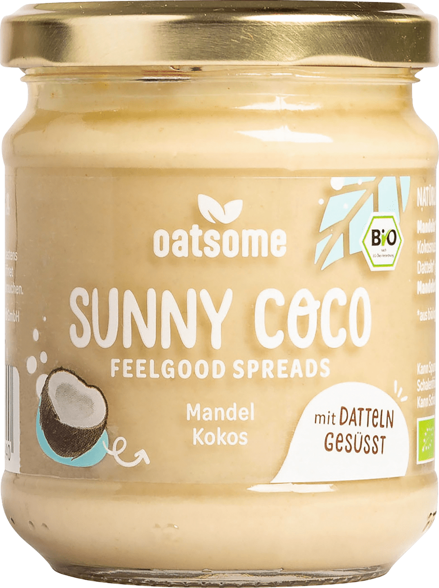 Mandelmus, \Sunny Coco\ Feelgood Spreads, Mandel Kokos mit Datteln gesüßt, 200 g