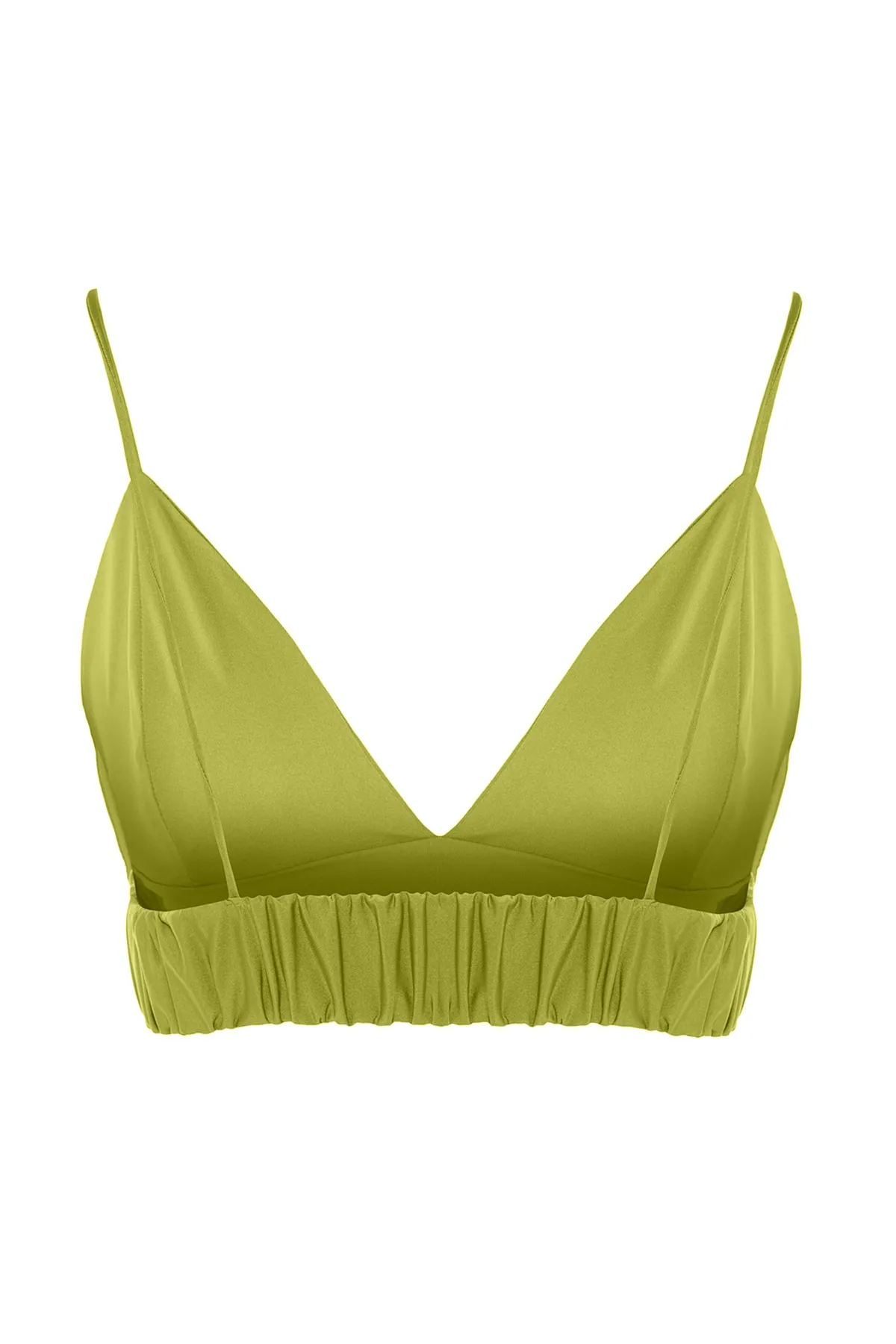 Trendyol Collection  Ölgrünes Crop-gefüttertes Strick-Bustier TPRSS22BS00005