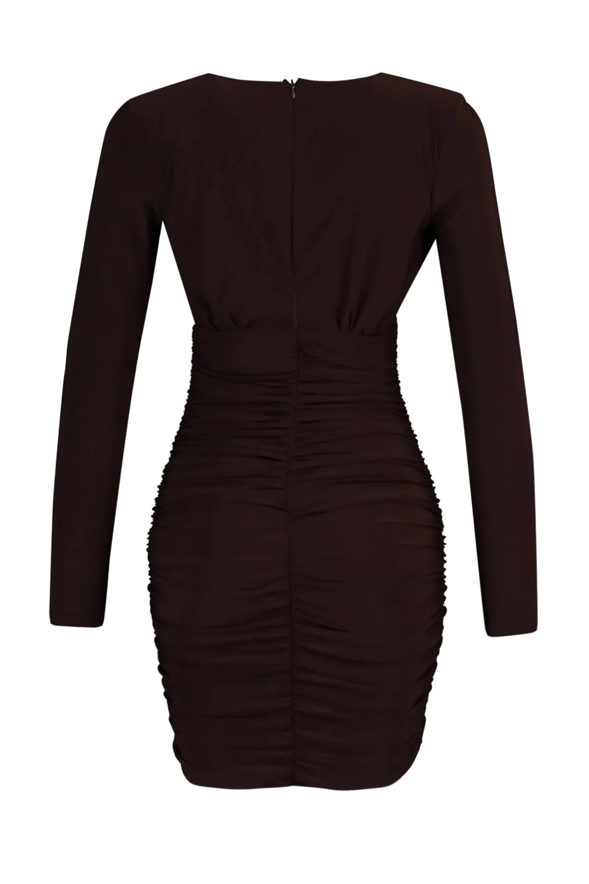 Trendyol Collection  Dunkelbraunes drapiertes Abendkleid TPRAW22EL1069