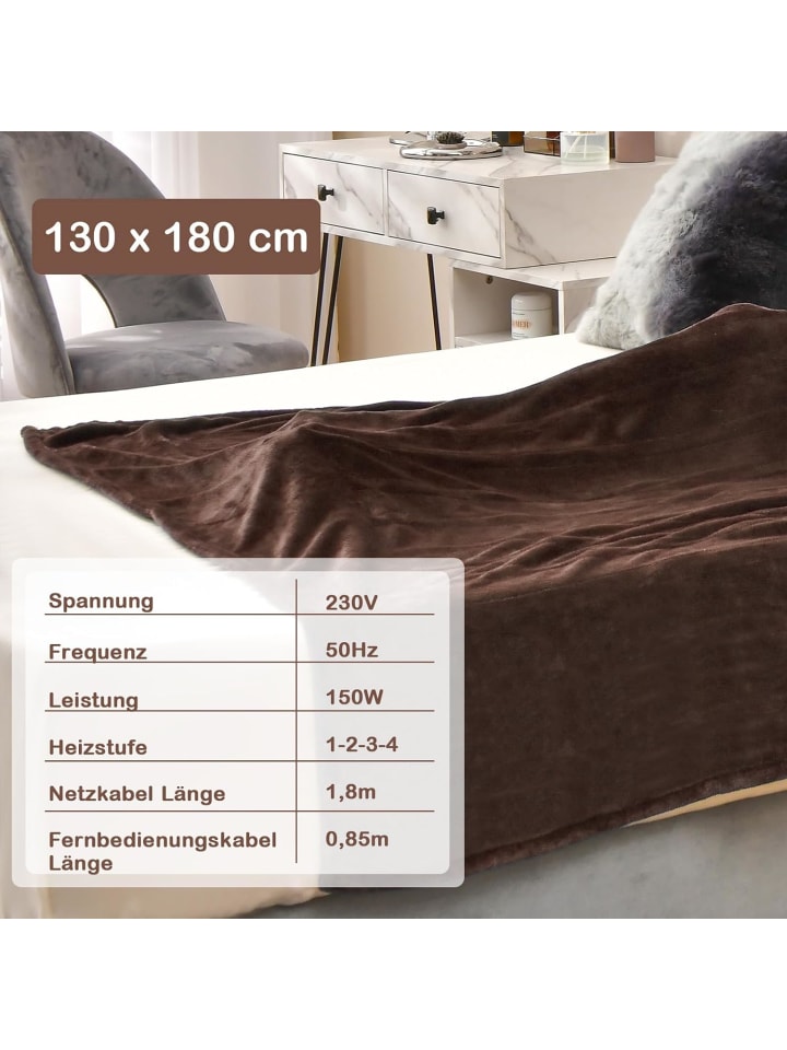 COSTWAY Heizdecke 130 x 180 cm in Braun günstig kaufen 130 cm