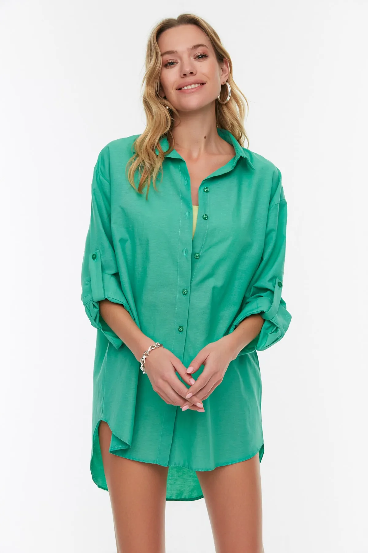 Trendyol Collection  Hemd - Grün - Relaxed Fit