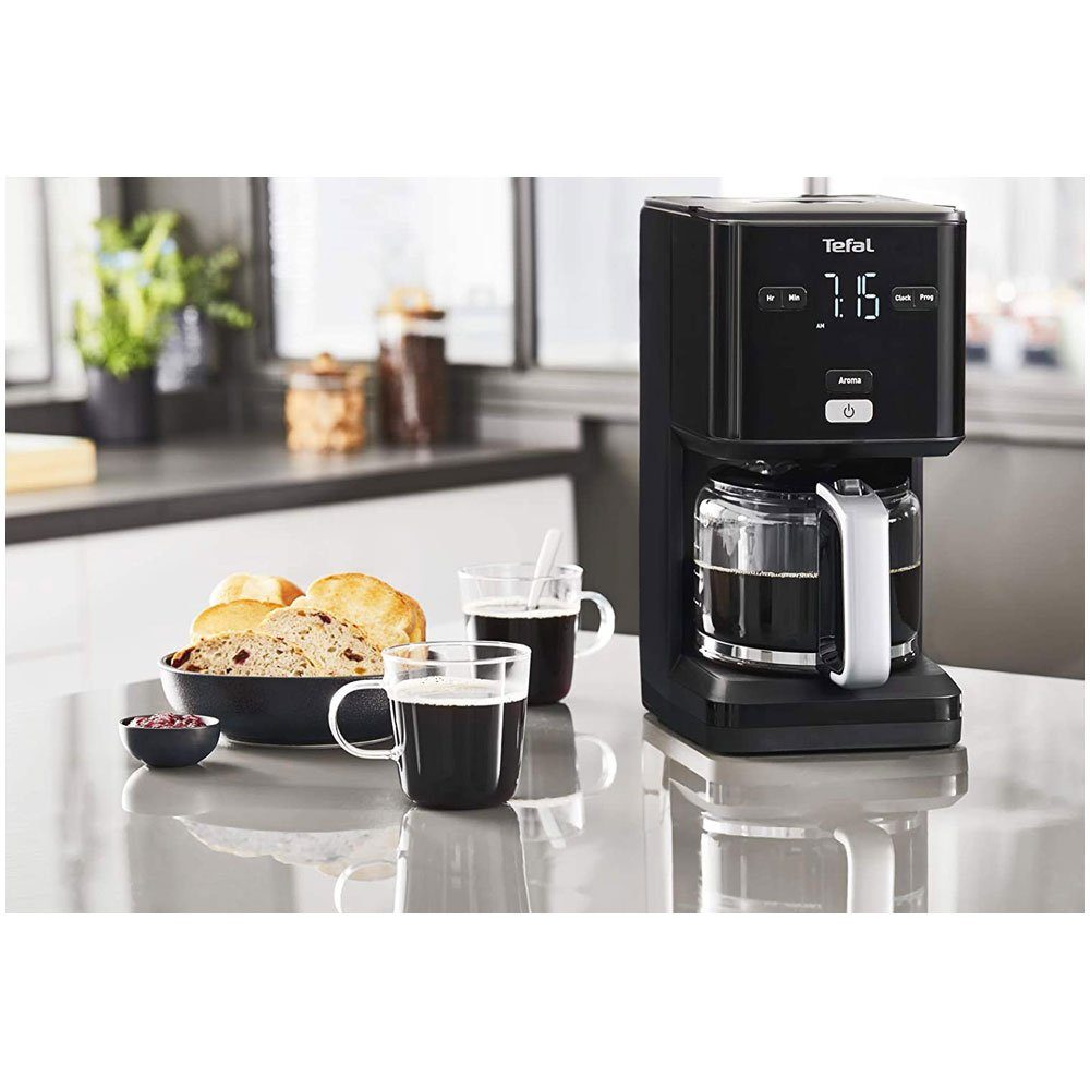 Tefal Filterkaffeemaschine CM600810, 1.25l Kaffeekanne, 24h-Timer, Digitales LCD-Display, Aroma-Funktion, Warmhalte-Funktion