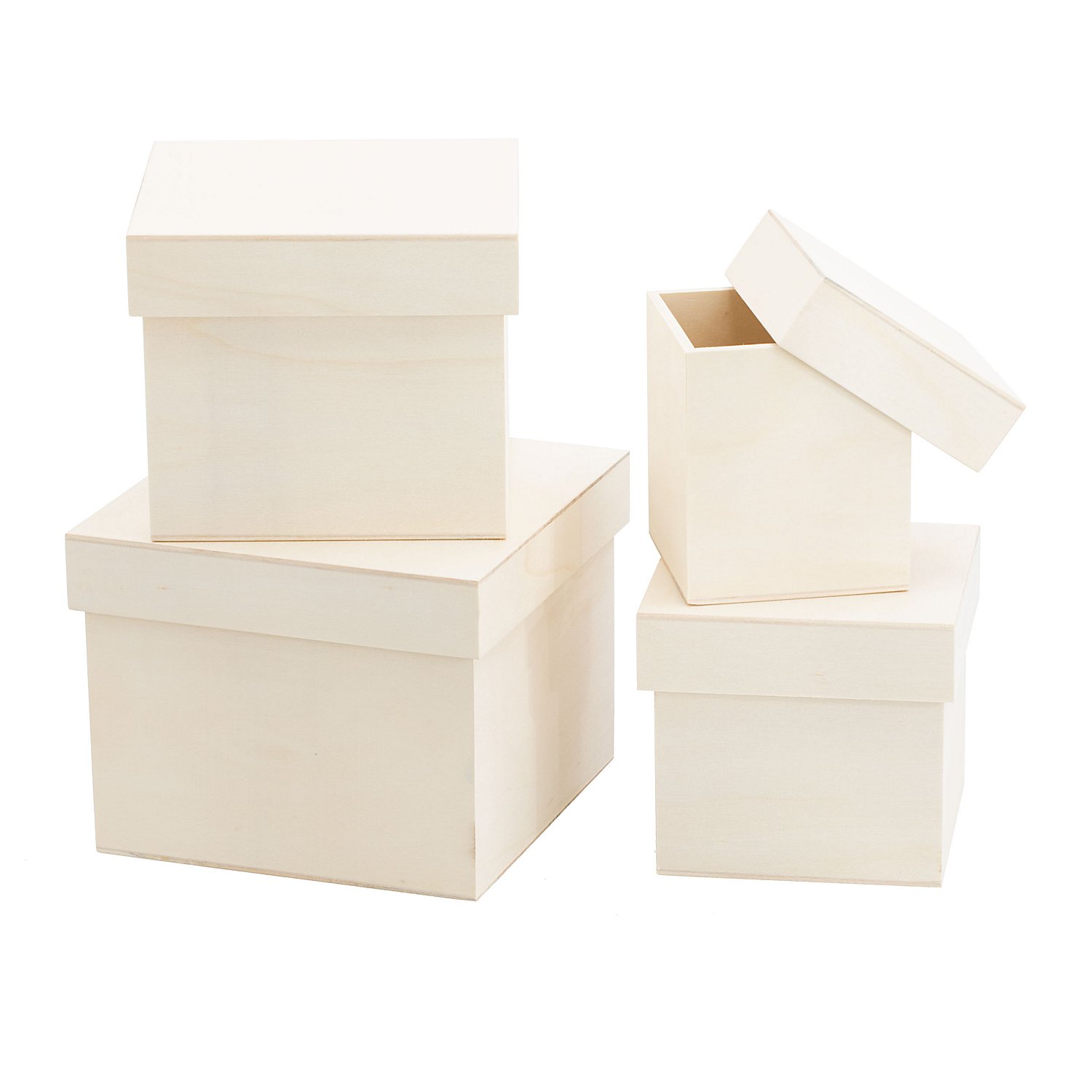 Boxen aus Holz, quadratisch, 4 Stück