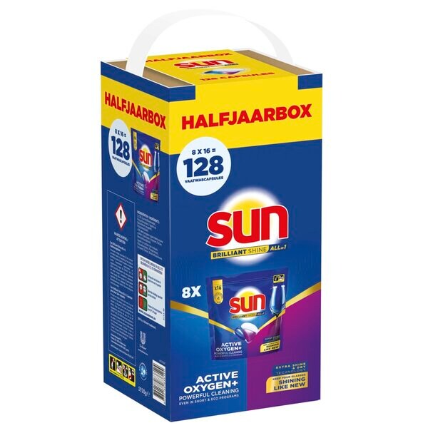 Sun Brilliant Shine All-In-One Dishwasher Tablets 8 x 16 pieces