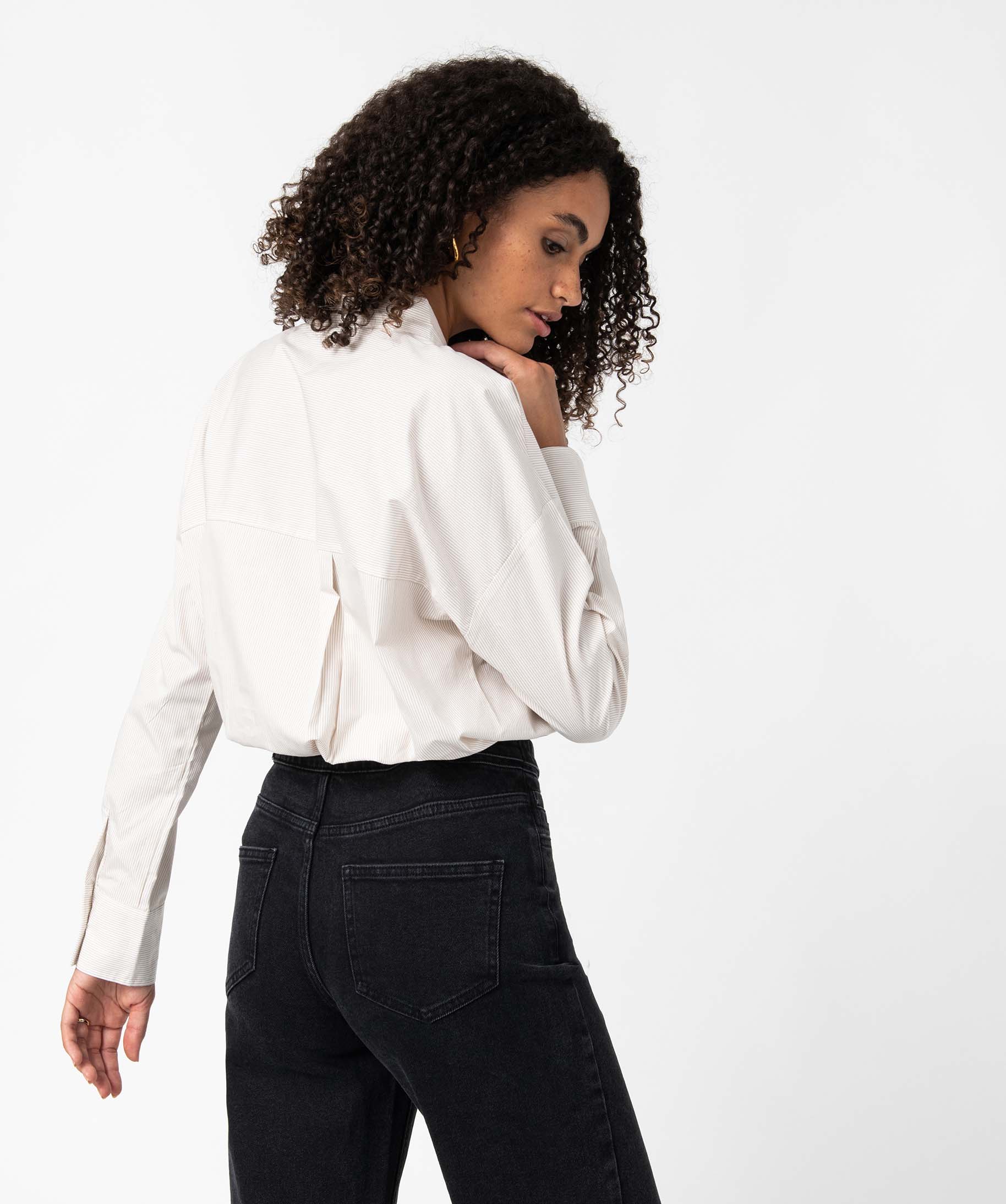 Chemise femme à fines rayures coupe oversize raye | GEMO