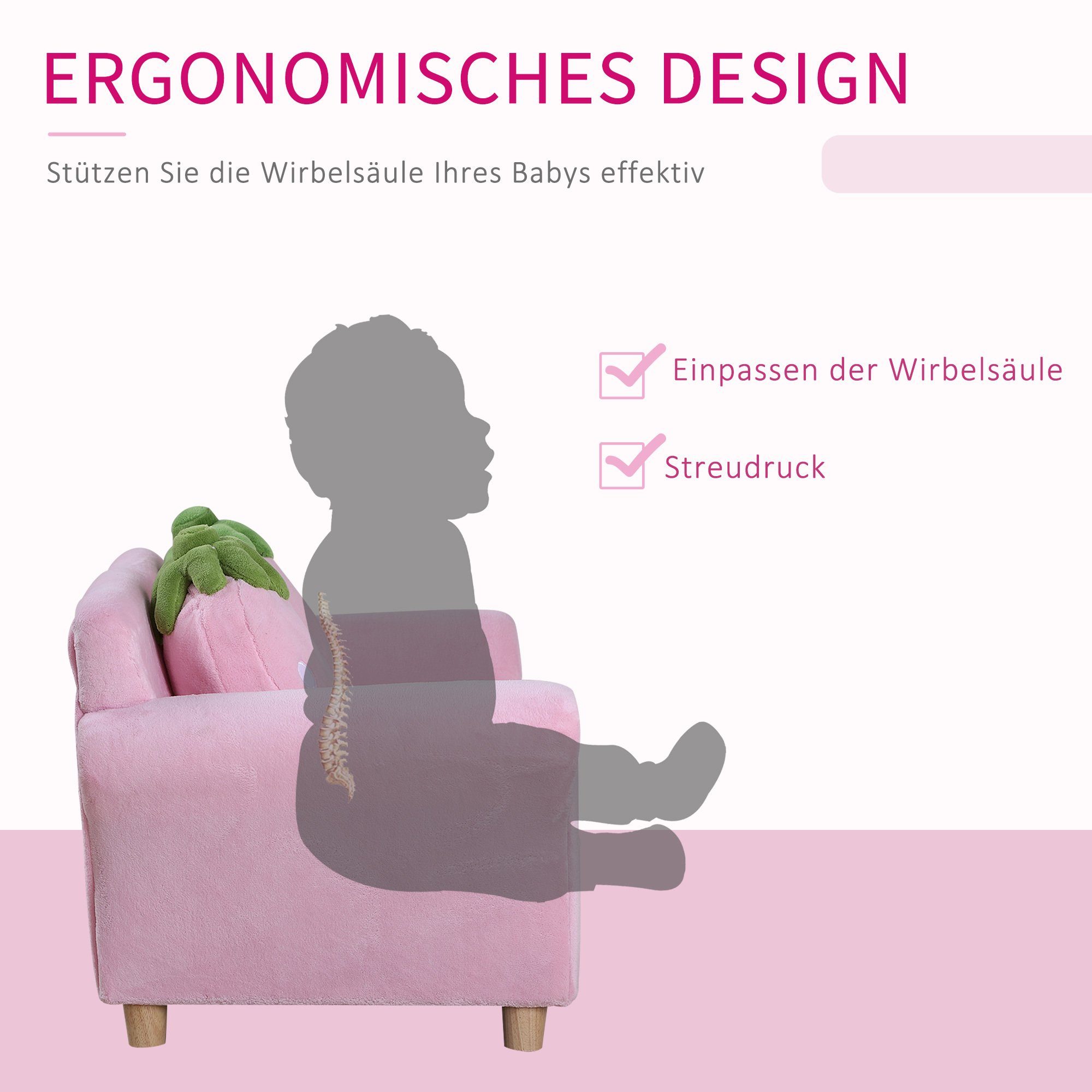 HOMCOM Sofa Kinder Erdbeersofa