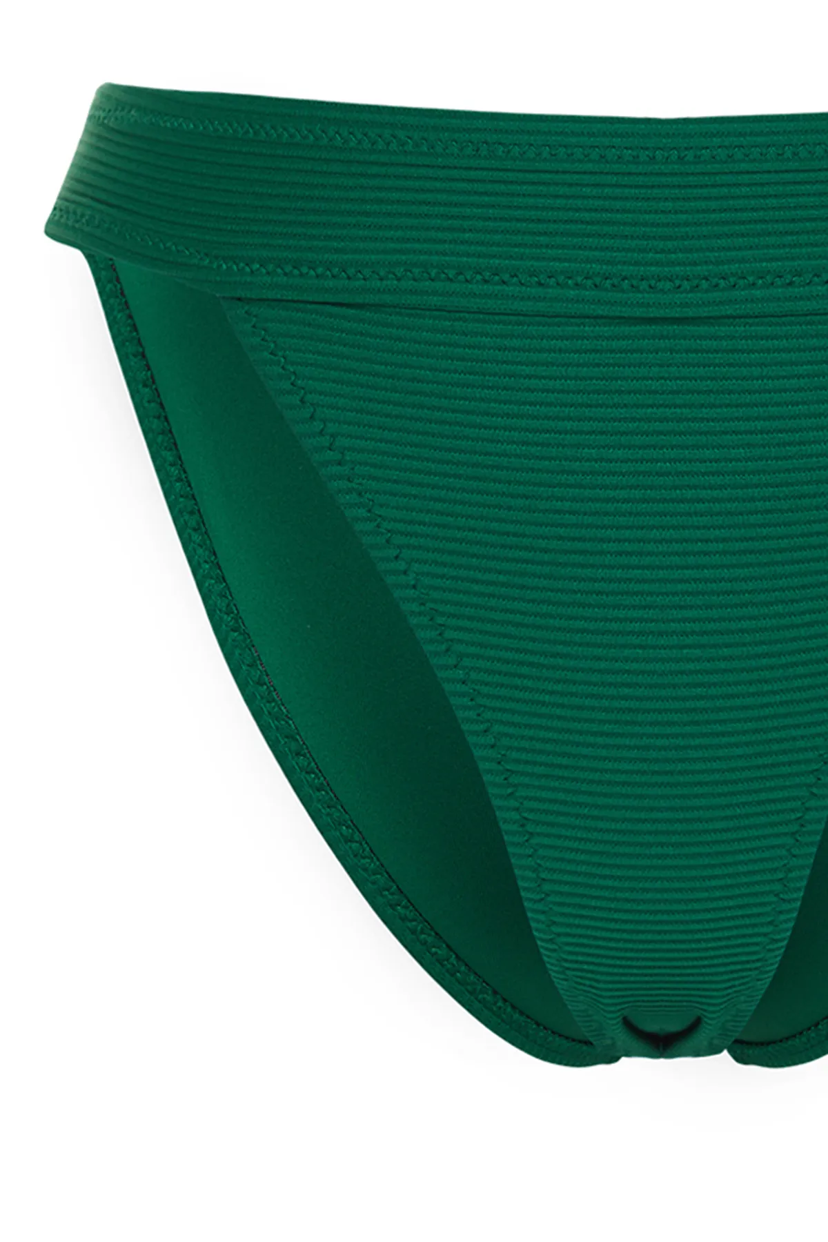 Trendyol Collection  Grüne strukturierte Bikinihose mit hohem Beinausschnitt und regulärem Schnitt TBESS21BA0016