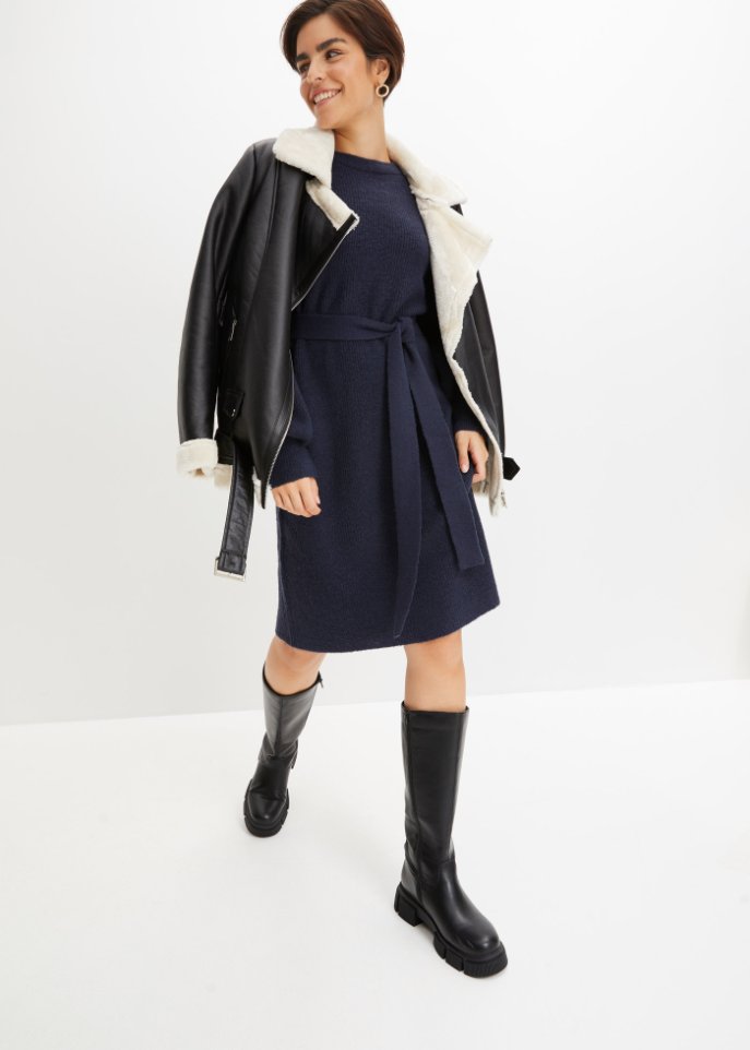 Strickkleid mit Ballonärmeln
