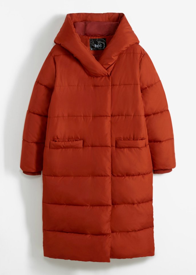Wattierter Oversize-Mantel mit Kapuze, aus recyceltem Polyester