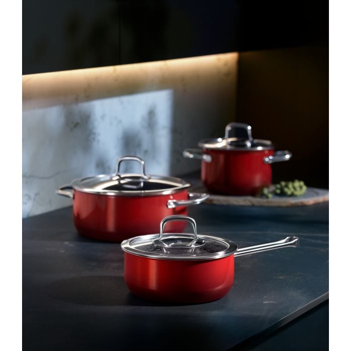 Fusiontec Compact Bratentopf mit Glasdeckel, 24 cm, Red