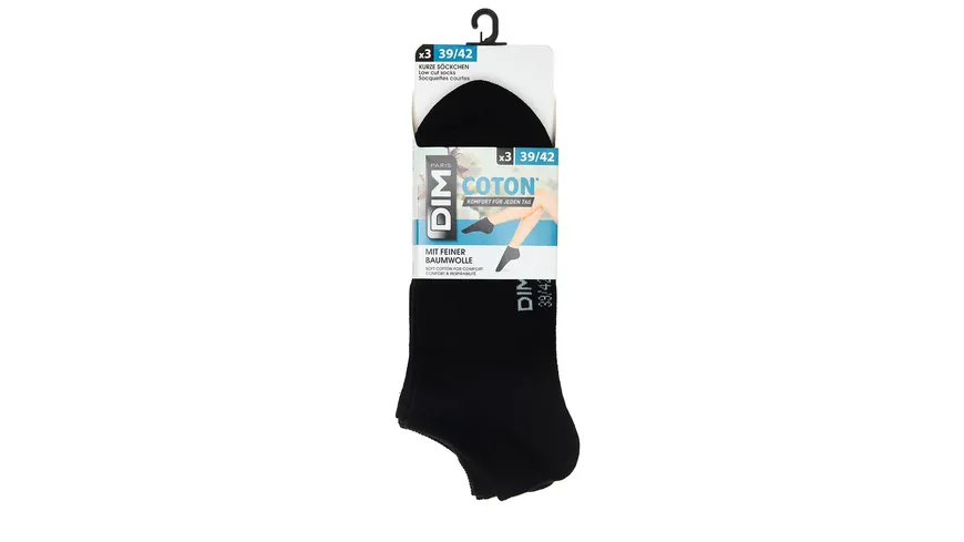 DIM Damen Sneaker Socken aus Baumwolle 3er Pack noir