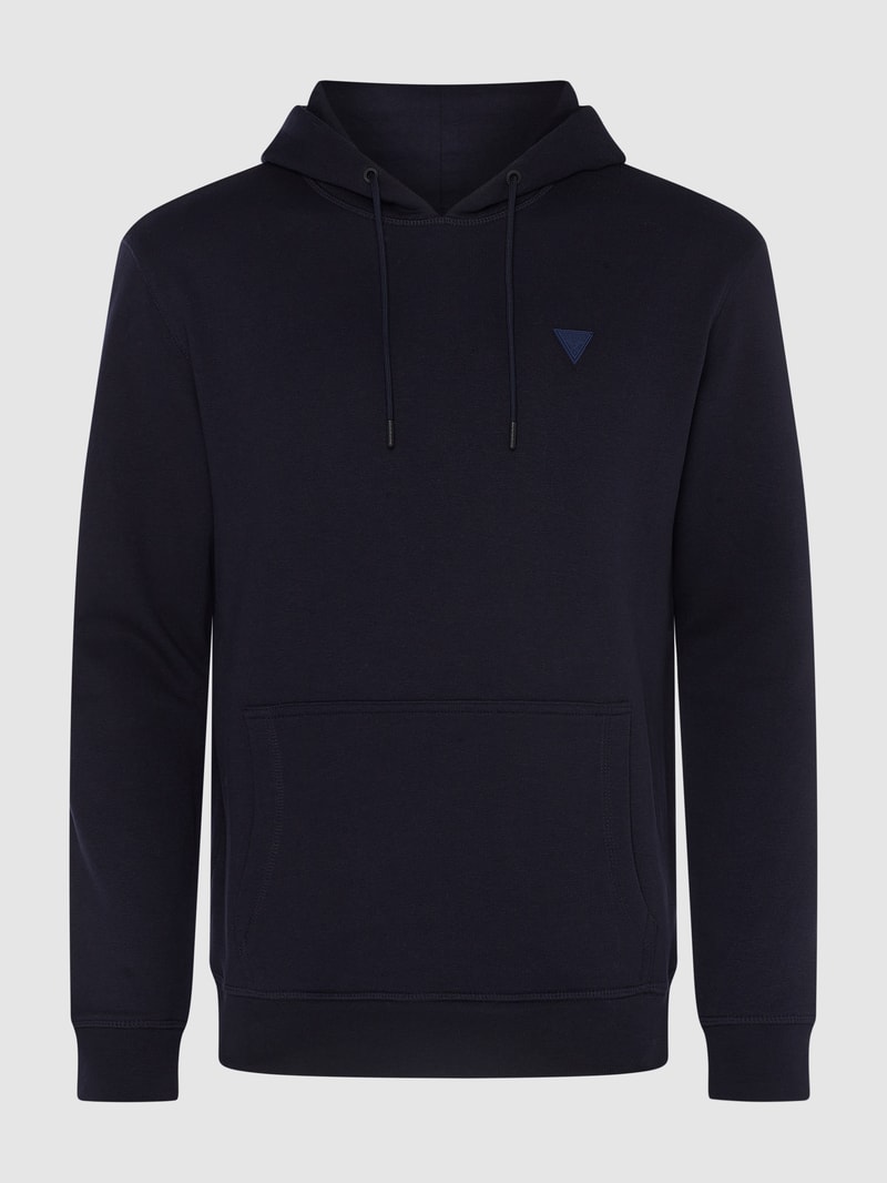 Hoodie mit Label-Patch in dunkelblau