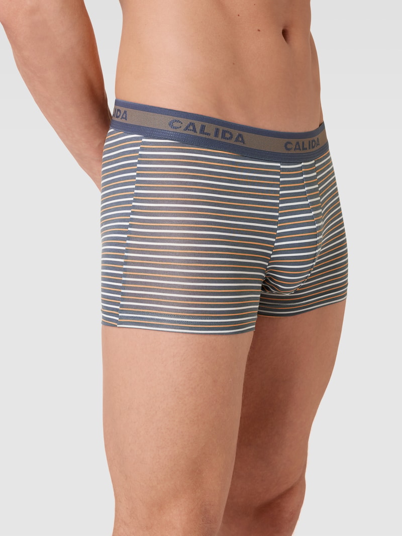 Trunks mit elastischem Logo-Bund Modell '100 % NATURE' in rauchblau