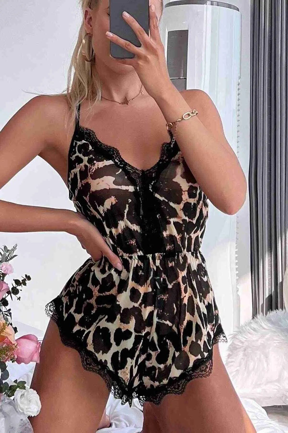 Merry See  Ausgefallene Kleidung, Leoparden-Overall, Nachthemd, Pyjama, mehrfarbig