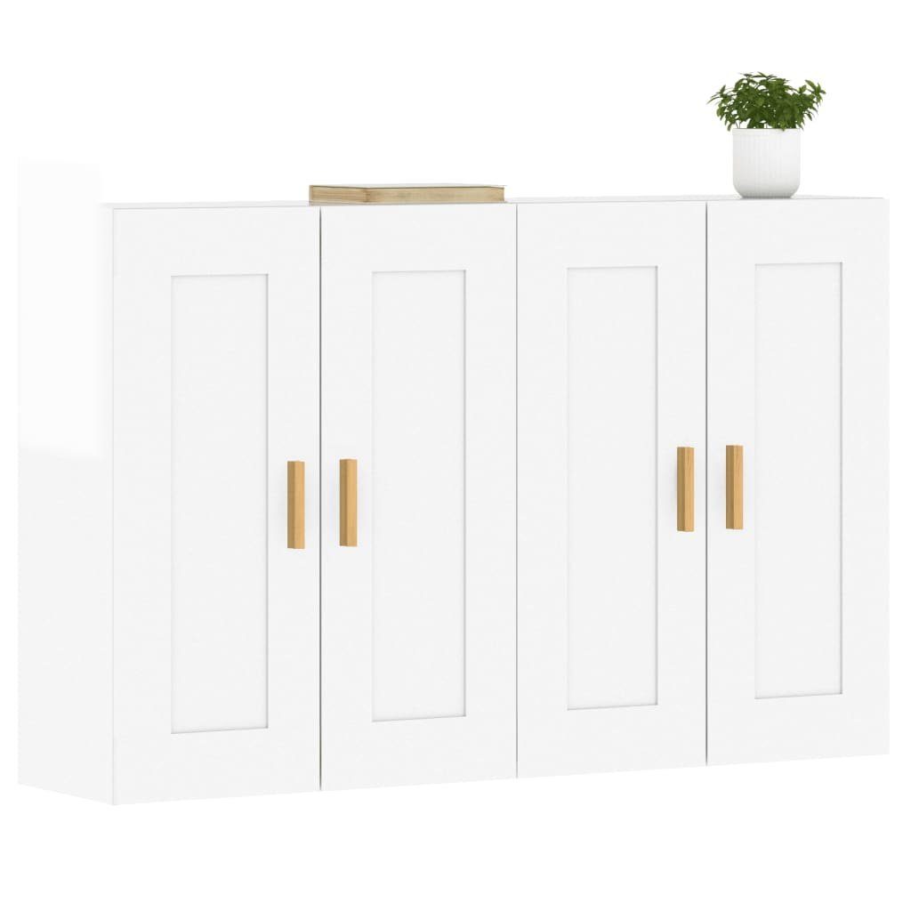 vidaXL Sideboard Wandschränke 2 Stk. Hochglanz-Weiß Holzwerkstoff (2 St)