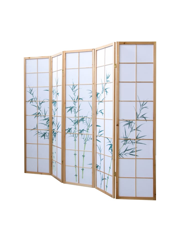 Homestyle4u 5-tlg. Paravent Shoji in Braun Bambusmuster 220x175 cm günstig kaufen onesize
