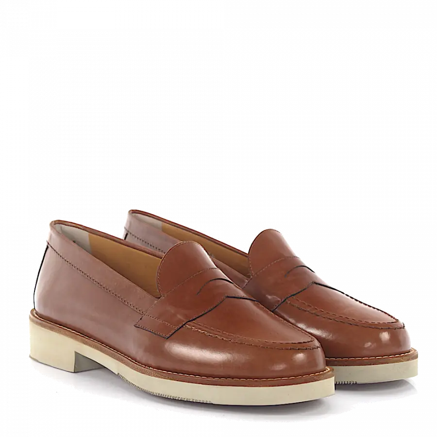 Truman's - Loafer Glattleder Kalbsleder braun - beige