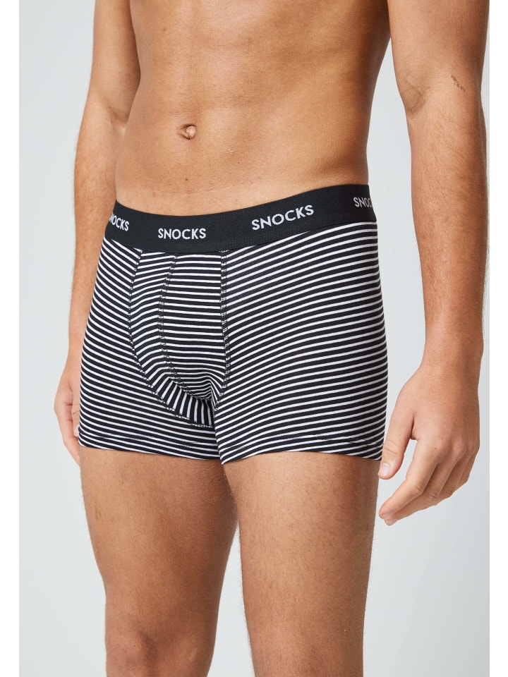 SNOCKS Boxershorts aus Bio-Baumwolle 6 Stück in Schwarze Streifen günstig kaufen