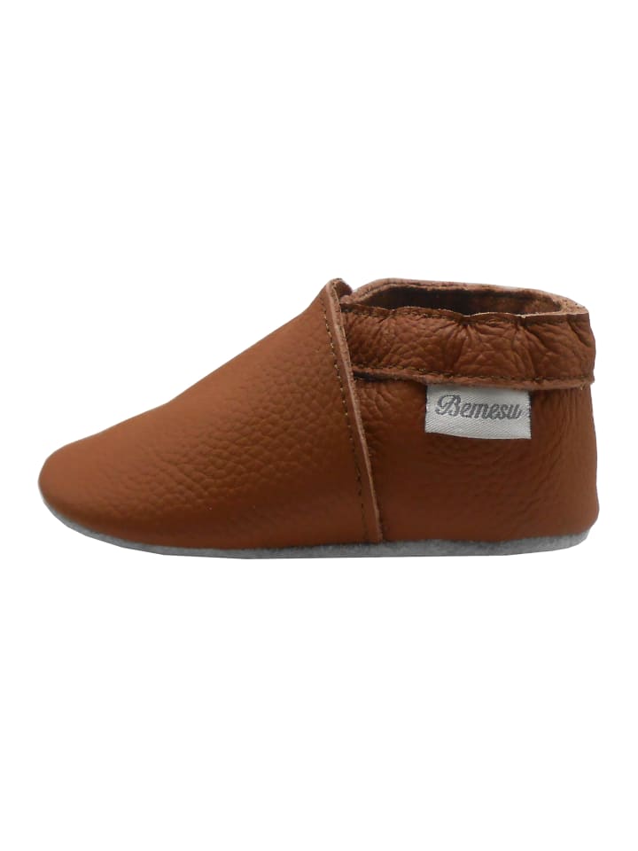 Yalion Leder-Krabbelschuhe in Braun günstig kaufen