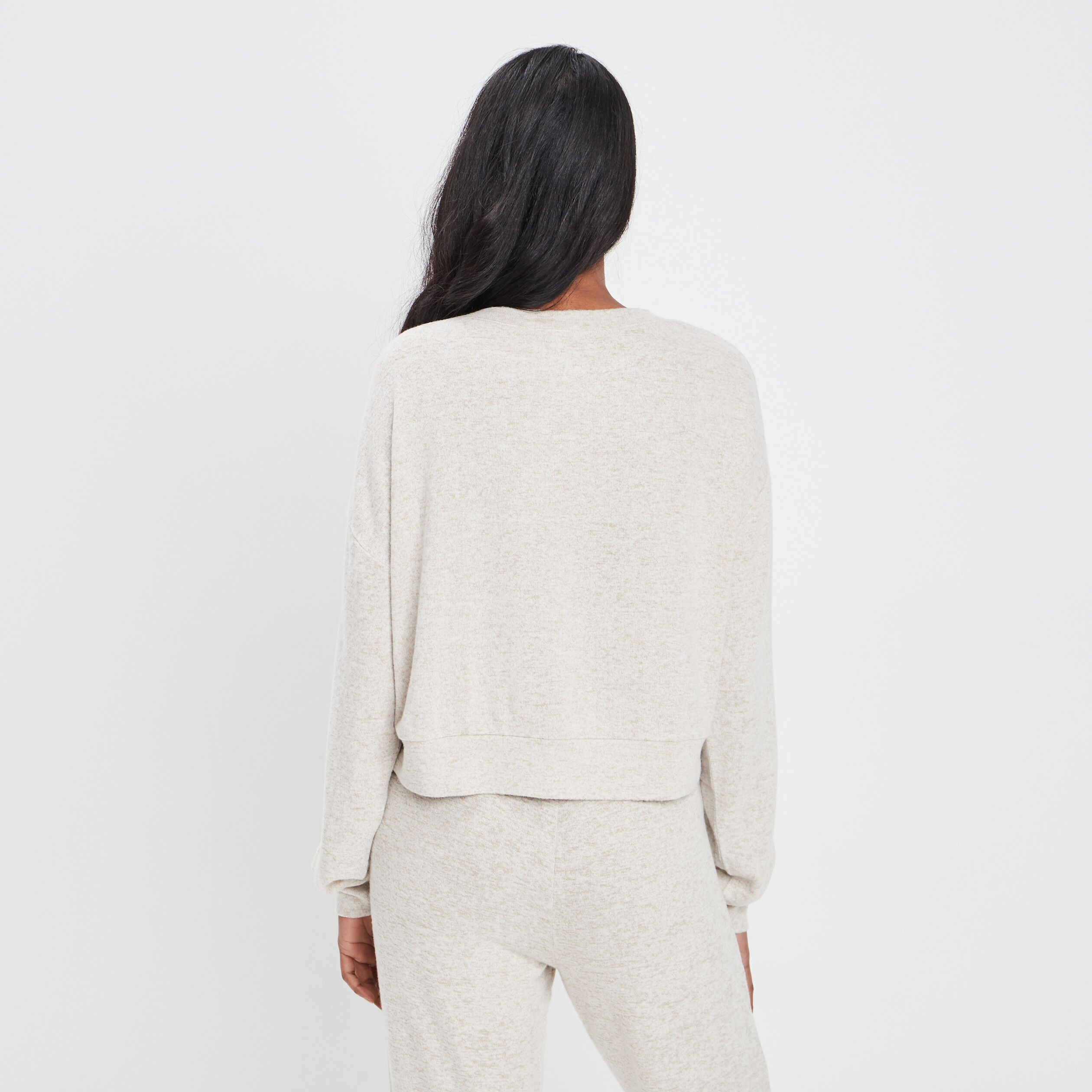 Sweat manches longues chiné sable femme | La Halle