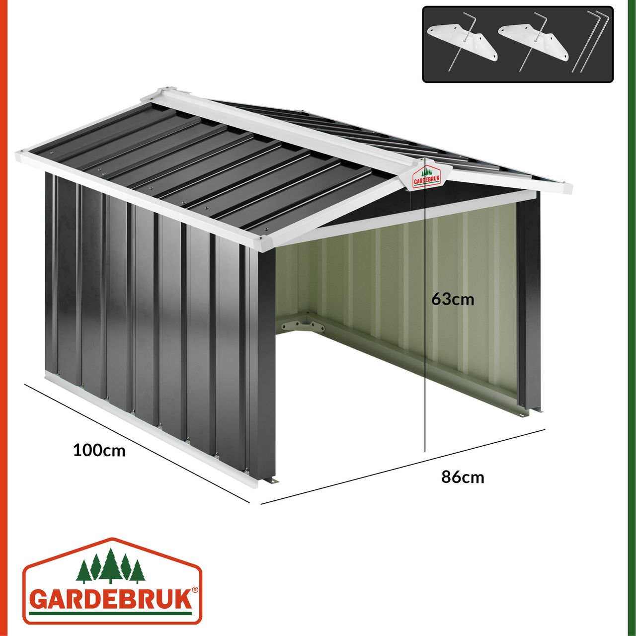 Casaria Gardebruk® Mähroboter Garage Anthrazit Metall 86x100x63cm