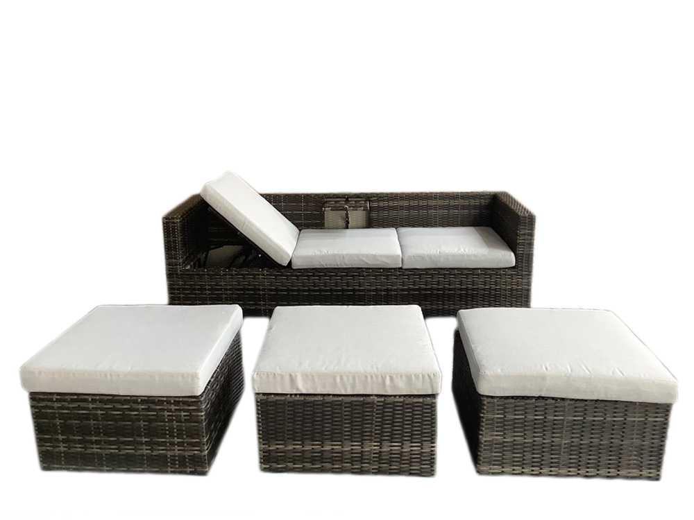 schütte Home & Living Rattan Multifunktionslounge 13-tlg. mit Auflagen hellgrau K/D