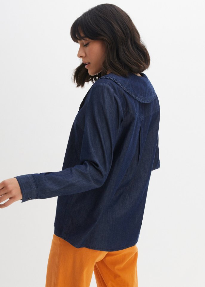 Jeansbluse mit Kragen