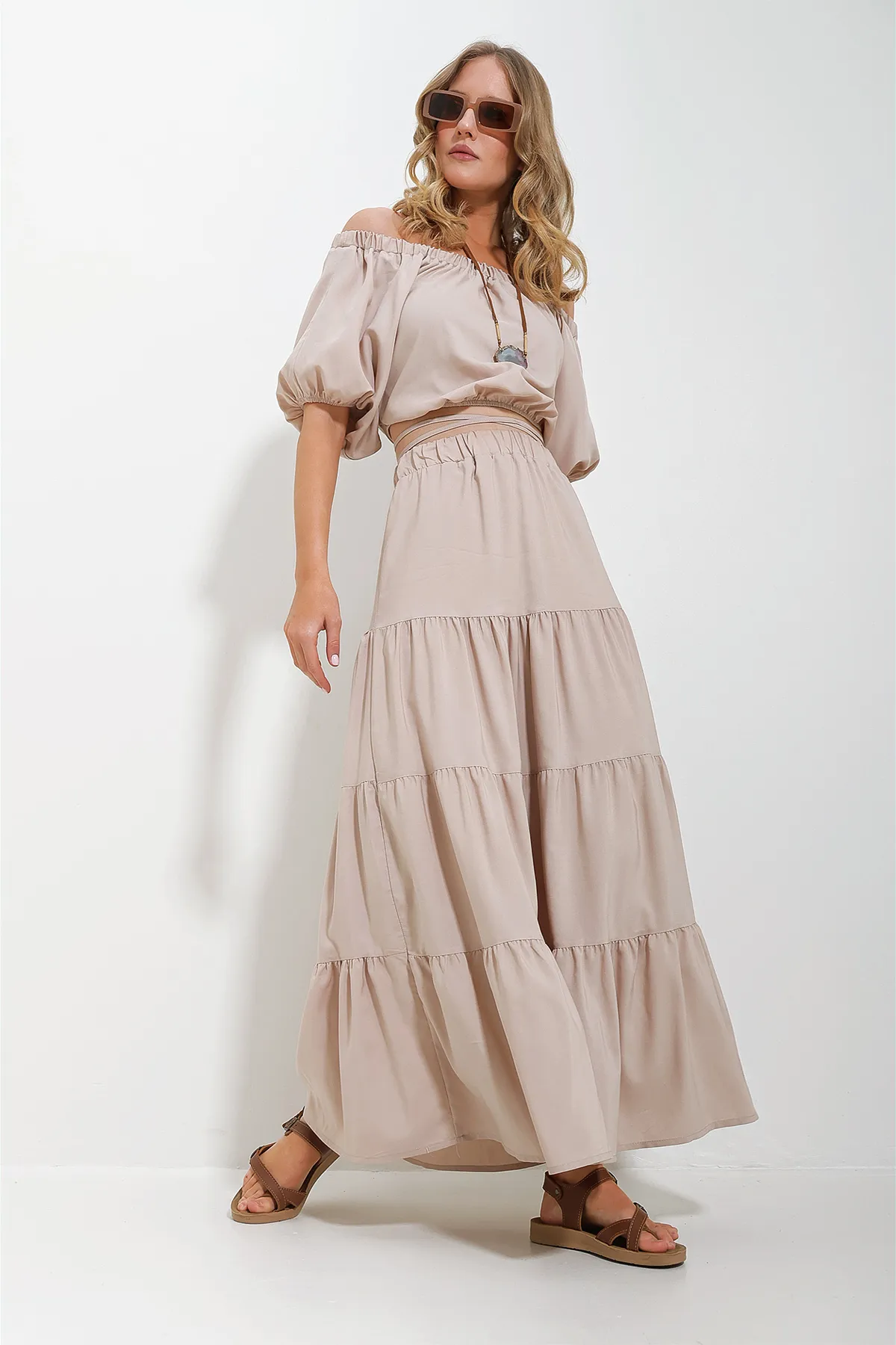 Trend Alaçatı Stili  Zweiteiler - Beige - Regular Fit