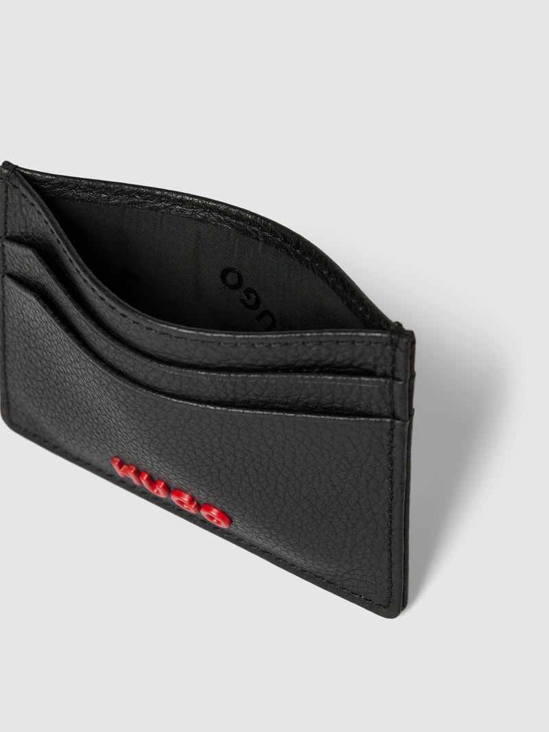 Kartenetui aus Leder mit Label-Detail Modell 'Subway' in schwarz