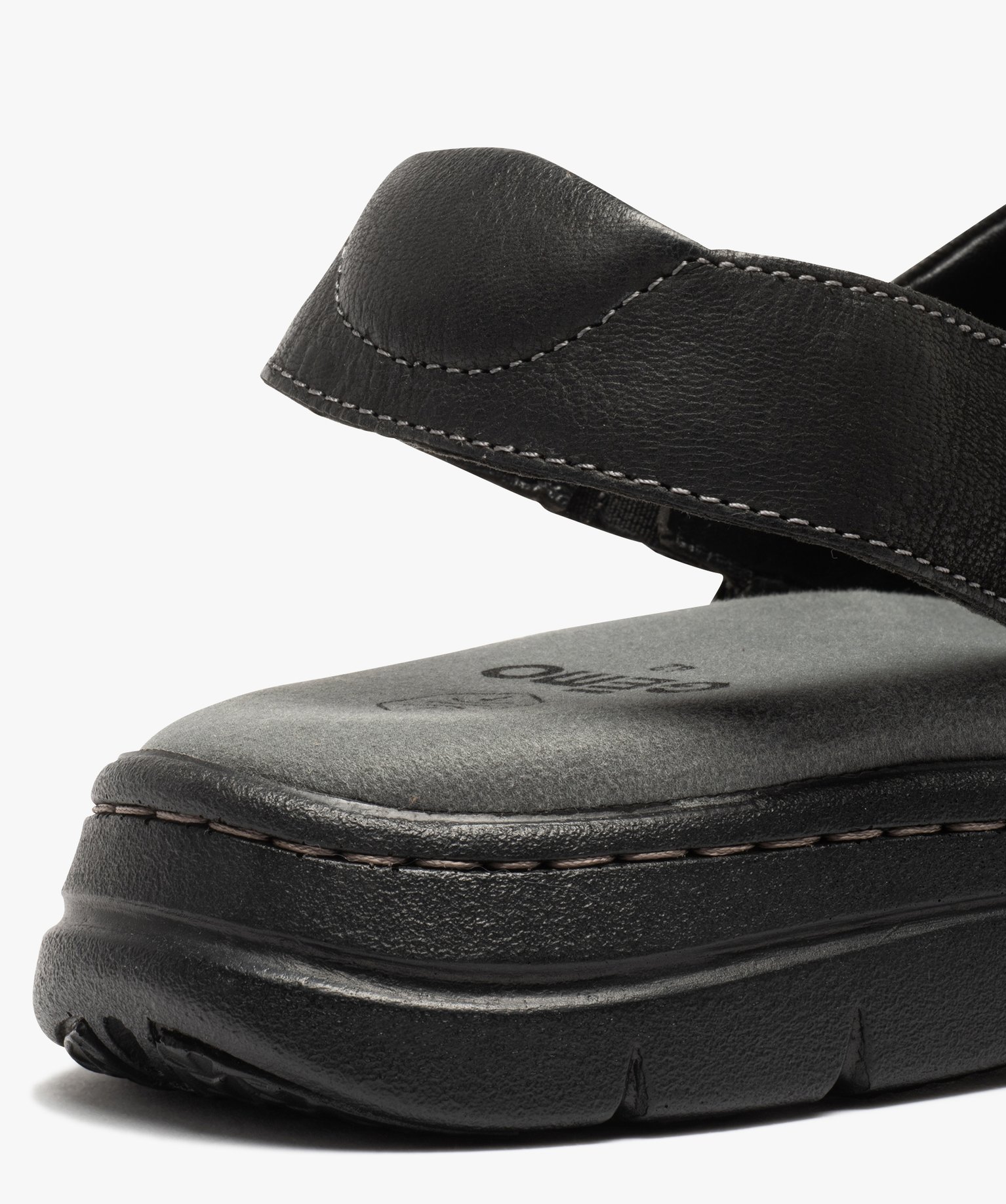 Sandales homme confort dessus cuir uni à bride élastiquée noir | GEMO