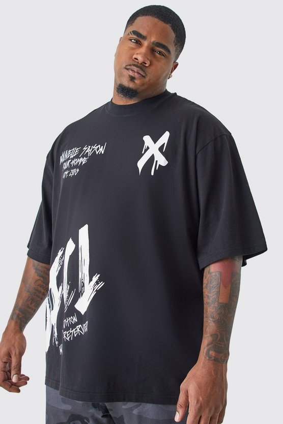 Plus Oversize T-Shirt mit Graffiti-Print