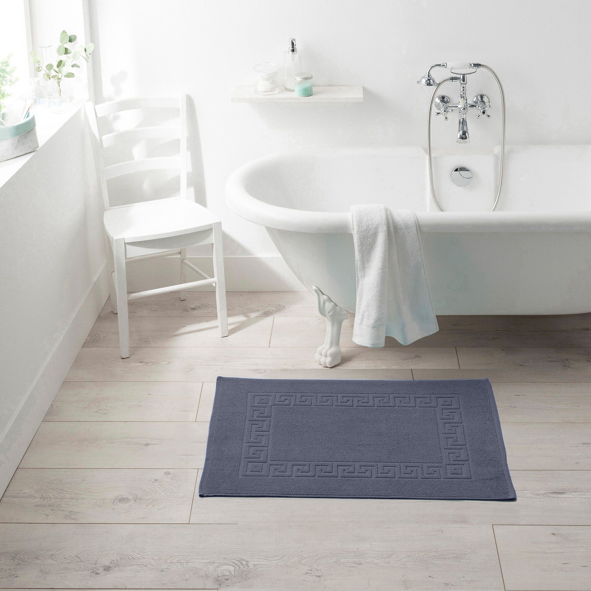 Tapis de bain éponge liteau motif frise grecque