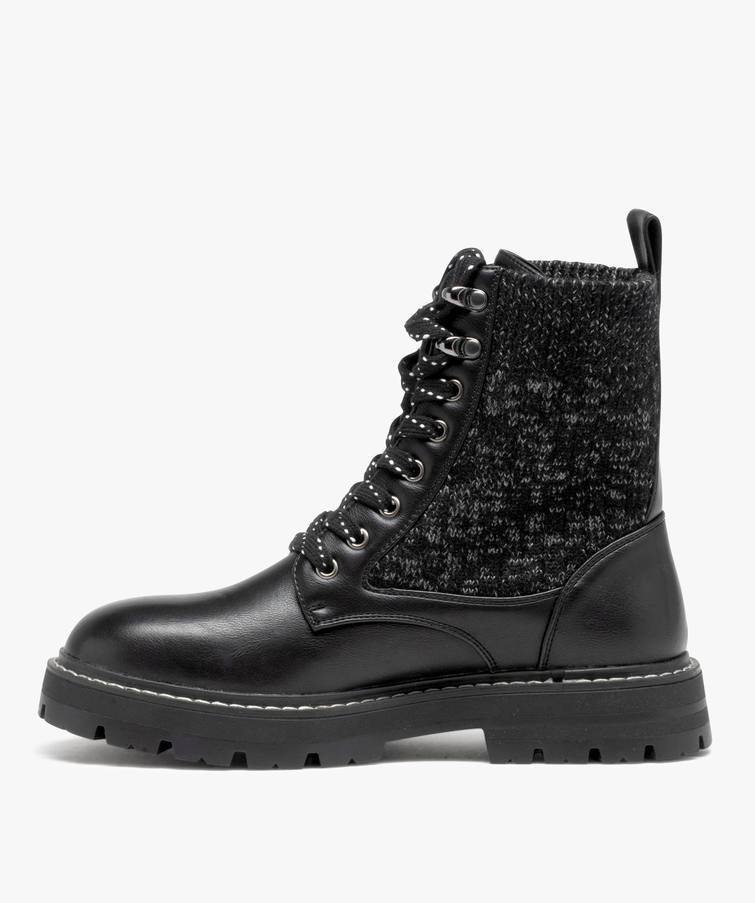 Boots femme unies en maille élastique style chaussette à s... noir | GEMO