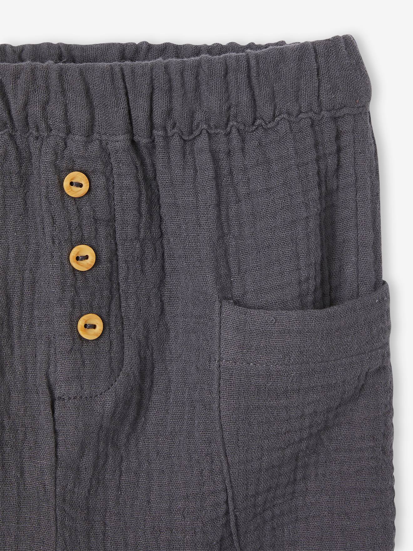 Pantalon bébé en gaze de coton anthracite