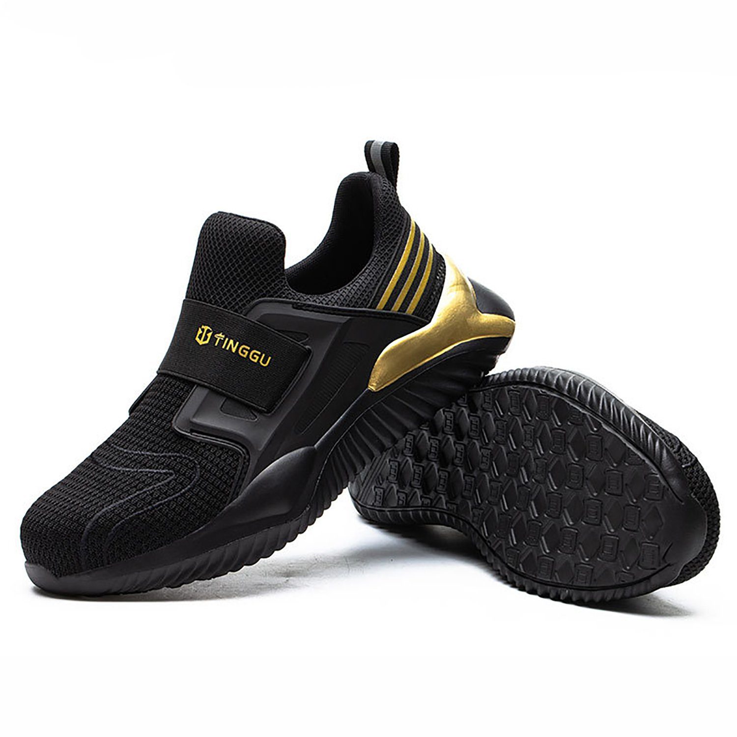 Daisred Arbeitsschuhe mit Stahlkappe Slip-on Schutzschuhe Sicherheitsschuh