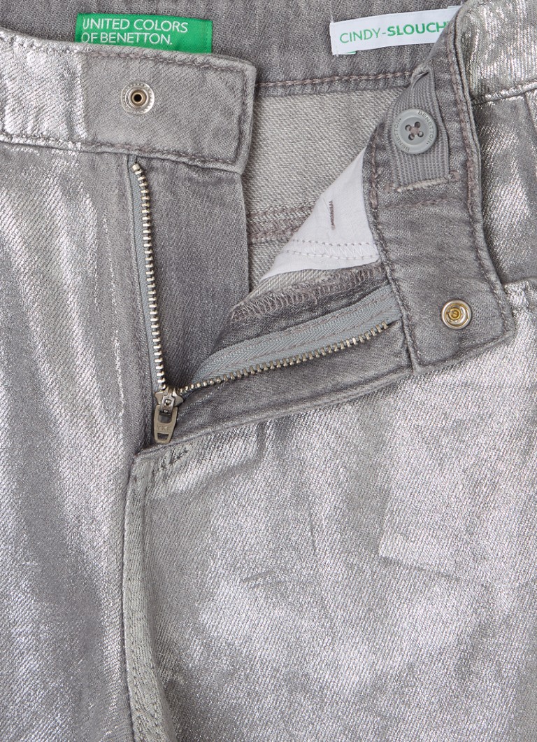 Calça jeans Benetton Tapered com acabamento metálico