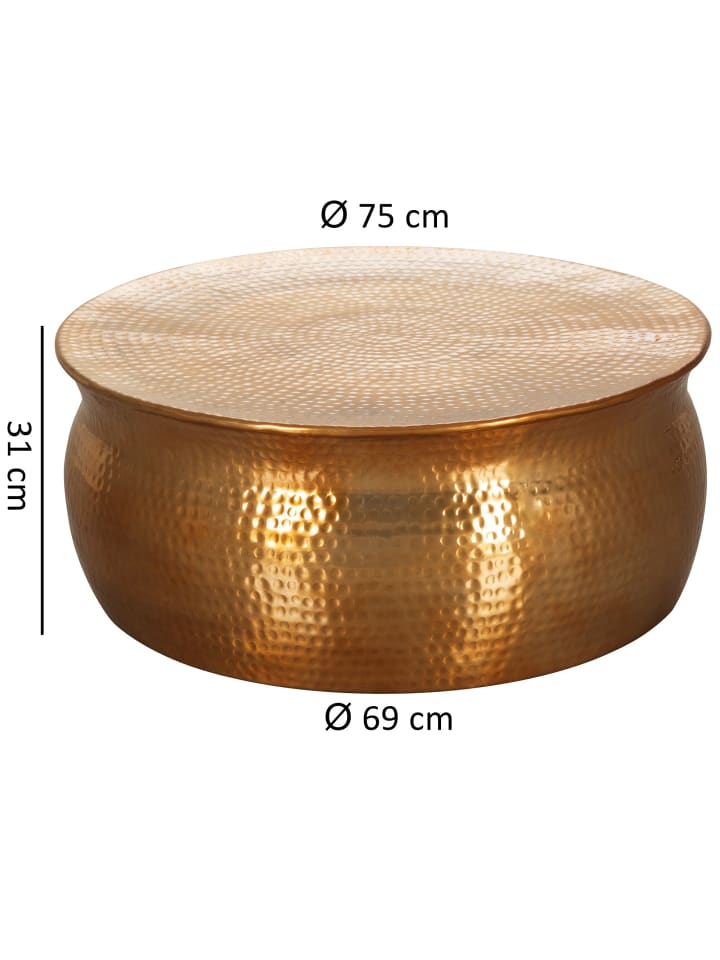 KADIMA DESIGN Couchtisch 75x31x75 cm Aluminium Beistelltisch orientalisch in Gold günstig kaufen onesize