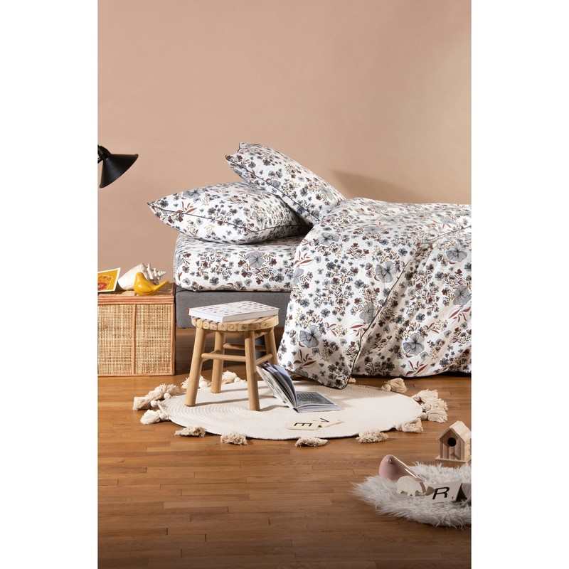 Housse de couette en Coton Bio pour lit 1 personne Flora